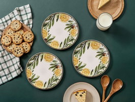 Hermia Lemon Leaf Juego de 6 Platos de Postre de Porcelana